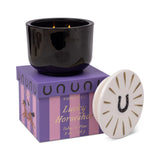 Charmed 8oz. Black Glass w/ Embossed Horseshoe Lid - Tabac & Pine