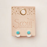 Stone Moon Phase Ear Jacket - Turquoise / Silver