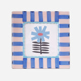 ChagoArt Ceramic Hand-Painted Frame - Blue/Pink Stripe