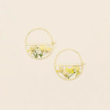 Scout Curated Wears Pressed Flower Hoop Earring -  Yellow Baby's Breath