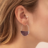 Stone Prism Hoop Earring - Opalite / Gold