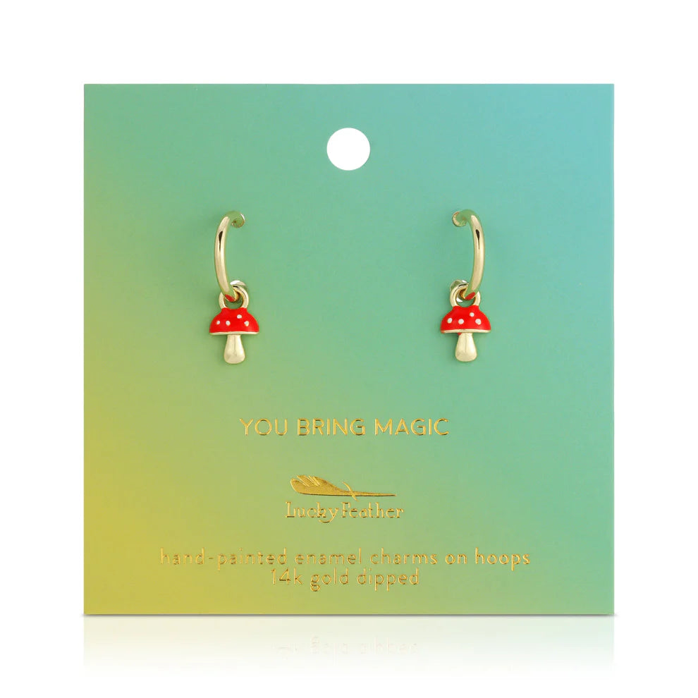 Lucky Feather Hoop Earrings