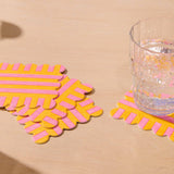 Riviera Stripes Letterpress Vellum Coasters - Pink/Yellow (Set of 4)