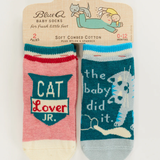 Blue Q Baby Socks Set of 2 Pairs - 'Cat Lover' / 'Baby Did It'