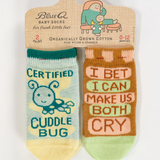 Blue Q Baby Socks Set of 2 Pairs - 'Cuddle Bug' / 'I Bet I Can Make Us Both Cry'