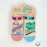 Blue Q Baby Socks Set of 2 Pairs -  'Napping? In This Economy?'/ 'Poop Machine'