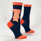Blue Q Women's Crew Socks 'Teacher Socks 'Cause Teachers Rock'