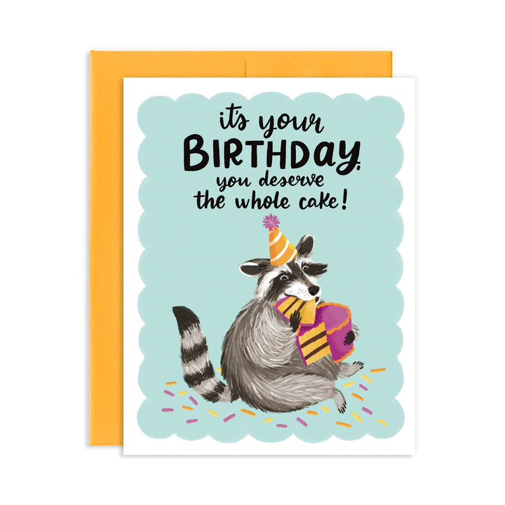 Cake Raccoon Birthday Greeting Card