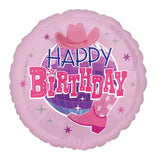 17" Disco Cowgirl Happy Birthday Foil Balloon