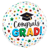 17" Stars & Cap Congrats Grad Foil Balloon