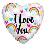 18" I Love You Hearts & Rainbows Balloon