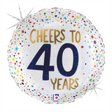 18" Cheers To 40 Years Foil Balloon