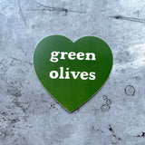 Heart Shaped Sticker - Green Olives