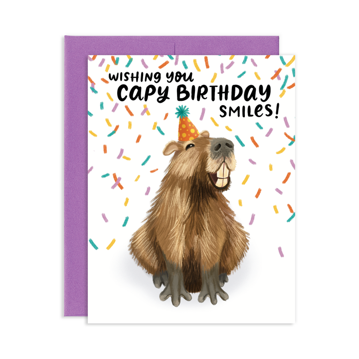 Capybara Smiles Birthday Greeting Card