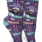 Groovy Things Co. Womens Crew Socks Fuck Computers