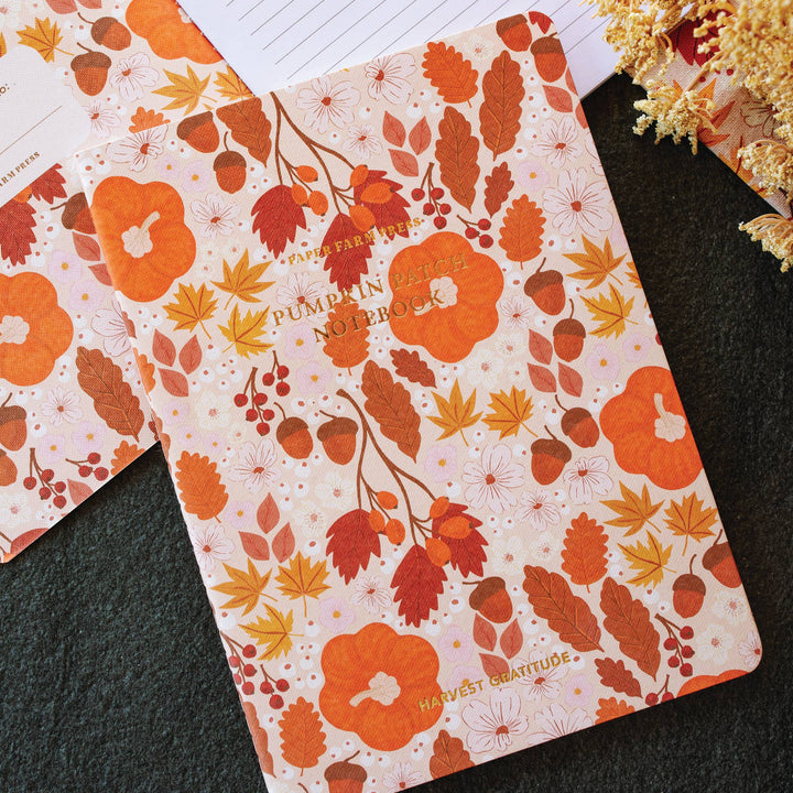 Harvest Gratitude Pumpkin Patch Stitched Notebook