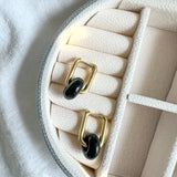 Dark Agate Huggie Hoop
