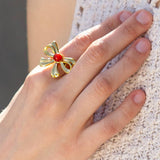 Knotty Ring - 18K Gold Plated: Carnelian