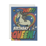 Red Cap Birthday Card Unicorn Queen