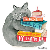 Liyana Studio Birthday Card - Book Lover Cat
