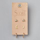 Ella Stud Trio - Gold / Labradorite