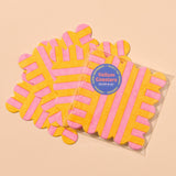 Riviera Stripes Letterpress Vellum Coasters - Pink/Yellow (Set of 4)