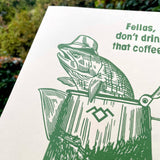 Fish in the Percolator Linocut Print