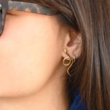 Venus Snake Studs - Raw Brass