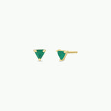 Mini Energy Gem Earrings - Green Onyx / Gold