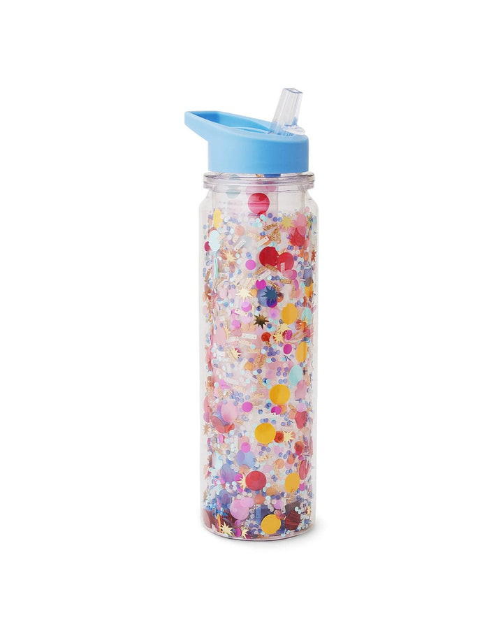 Celebrate Confetti Water Bottle with Straw