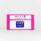Blue with Rainbow Text Pronoun Pins