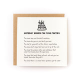 Forties Birthday Wishes Birthday Card