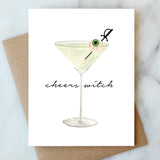 Cheers Witch Eyeball Martini Halloween Card