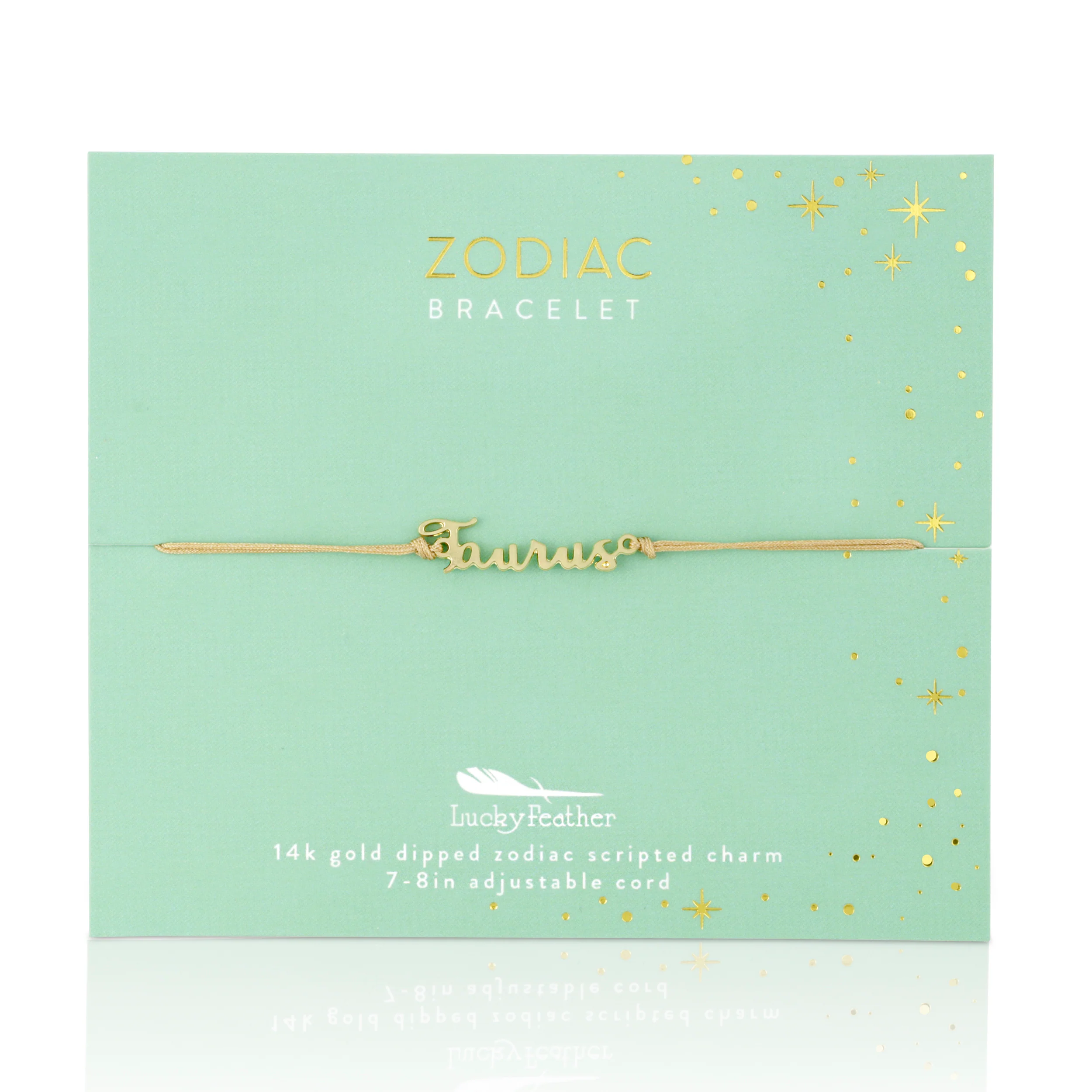 Taurus script zodiac astrological gold bracelet