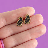 Enamel Stud Earrings - Raven