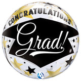 22" Clear Congrats Grad w/ Stars Bubble Balloon