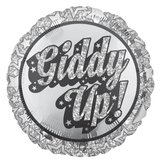 17" Giddy Up Silver Foil Balloon