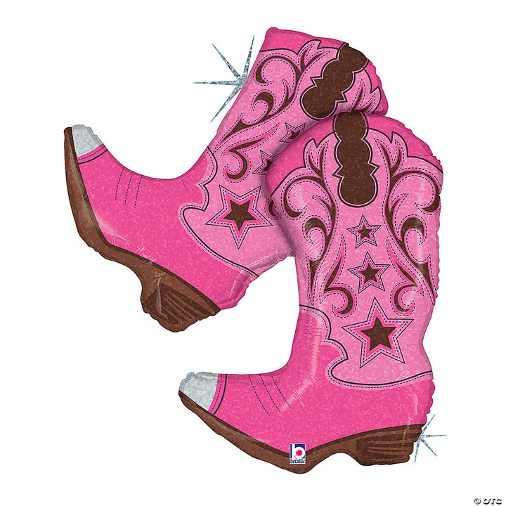 36" Dancing Boots Pink Foil Balloon