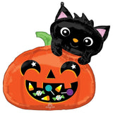25" Cat & Candy Pumpkin Balloon
