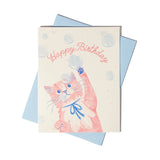 Bubbles Cat Birthday Card