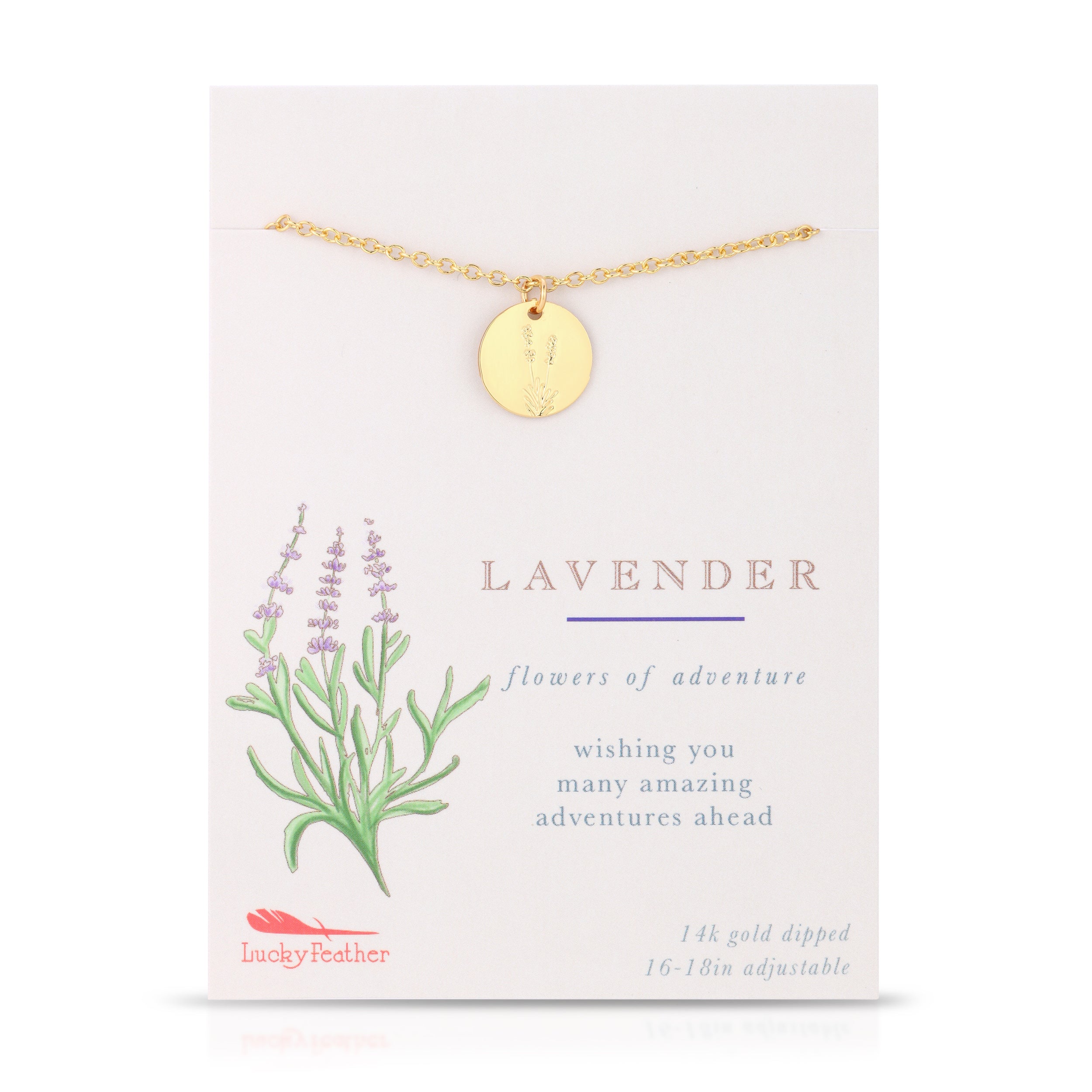 lucky feather botanical necklace lavender