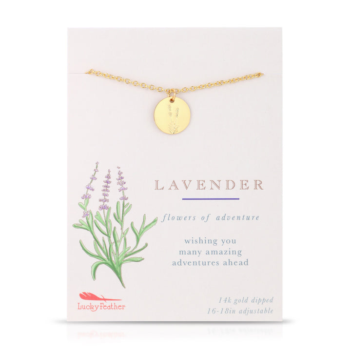 lucky feather botanical necklace lavender
