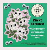 Googly White Roses Vinyl Sticker