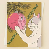 Red Cap Holiday Card -  Bauble Reflection