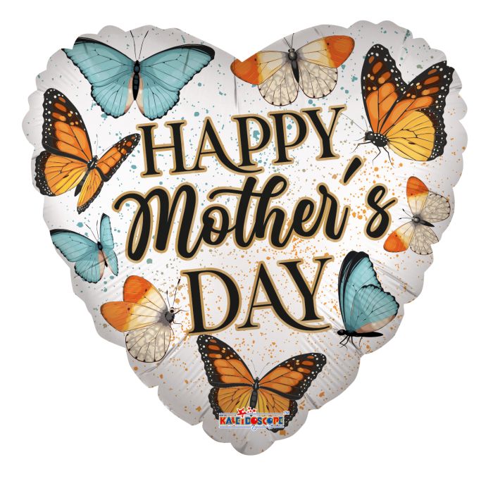 18" Mother's Day Butterflies Heart Foil Ballon