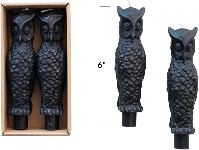 6" Unscented Owl Taper Candles , Set of 2