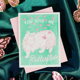 You Give Me Butterflies - Risograph Love/Anniversary Card