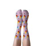 Yellow Owl Small Crew Socks - Balloons