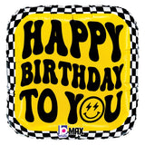 18" Smiley Checkerboard Birthday Balloon