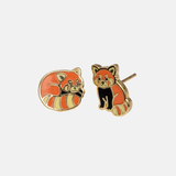 Yellow Owl Curio Earrings - Red Panda